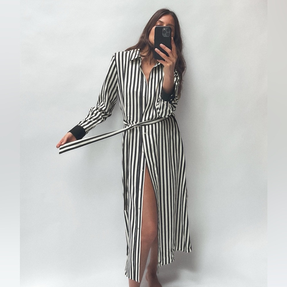 Zara Printed Midi Dress Shirt